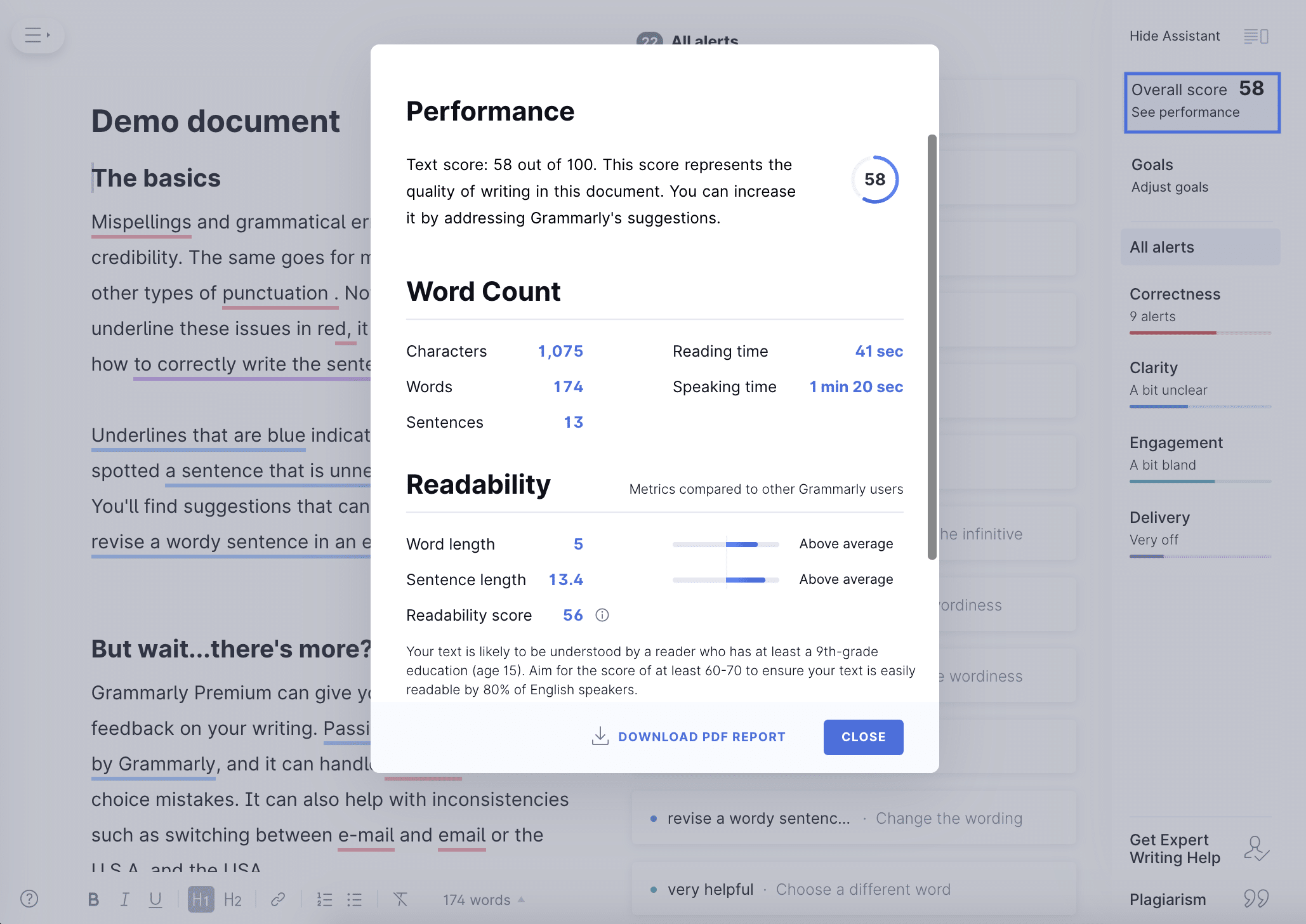 Example Of Grammarly PDF Report