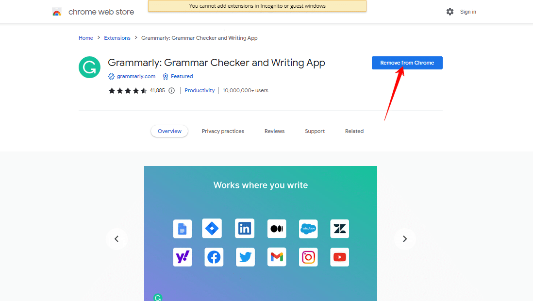 Grammarly chrome extension