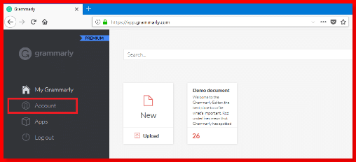 Grammarly click on Account