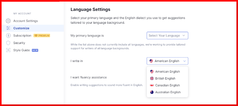 How-To-Change-Grammarly-Languages choose your language