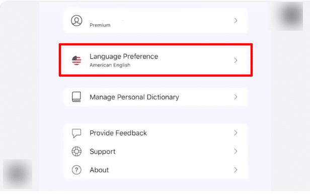 grammarly extension language preference